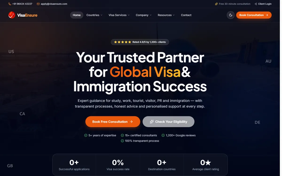 VisaEnsure — Website preview