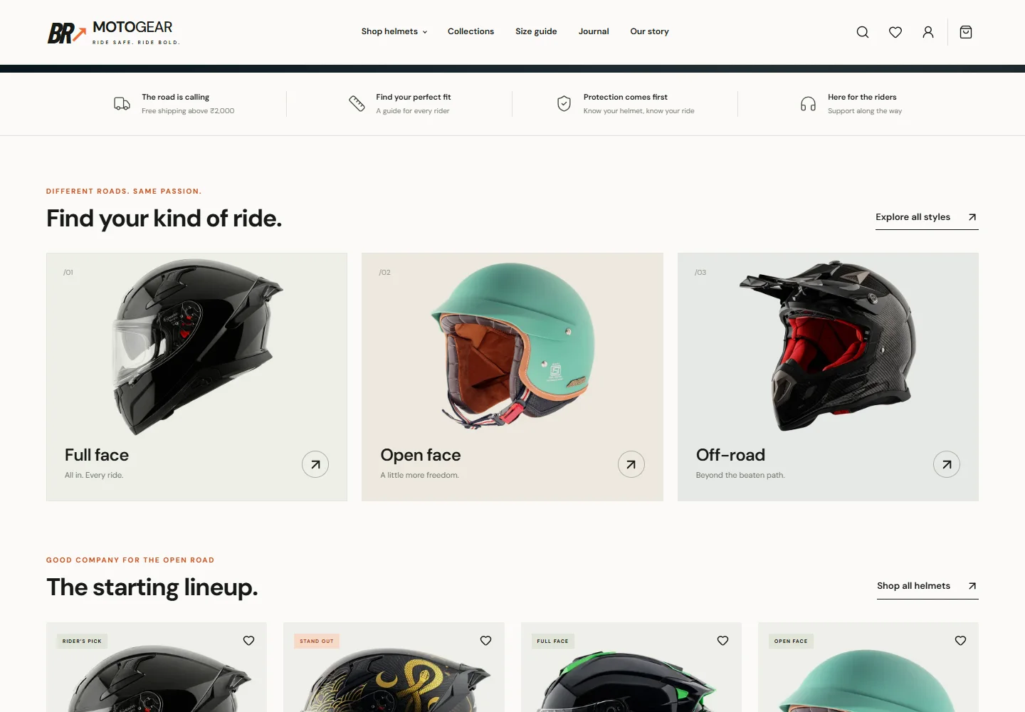 BRMotoGear — website detail screenshot