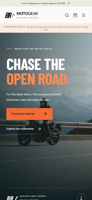BRMotoGear — mobile website screenshot