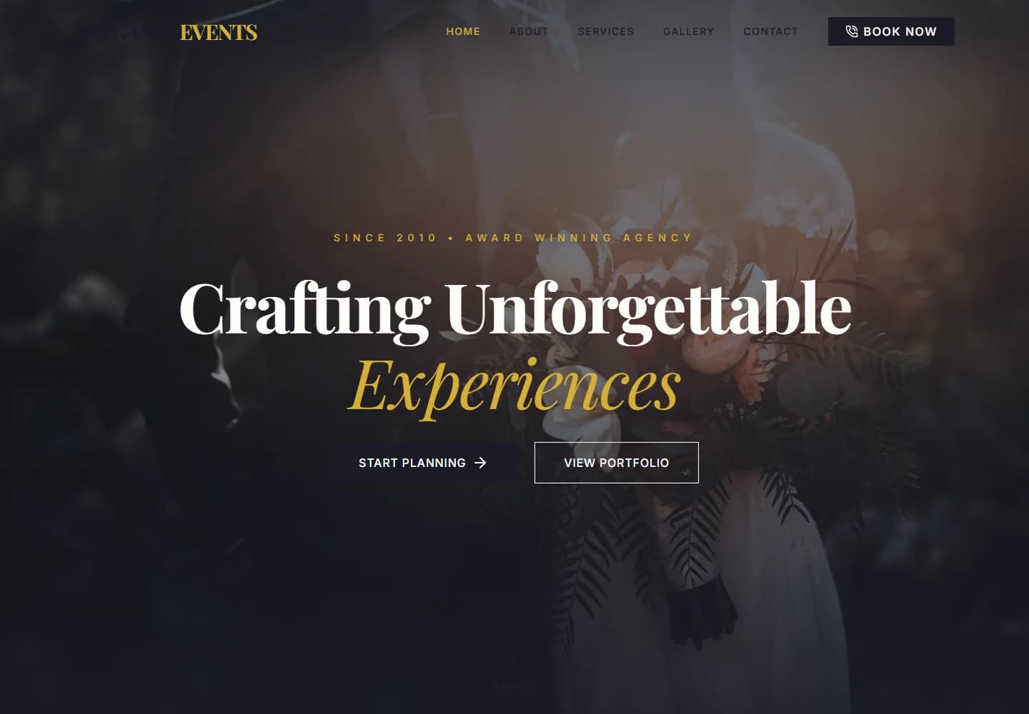 Elegance Events — desktop website screenshot