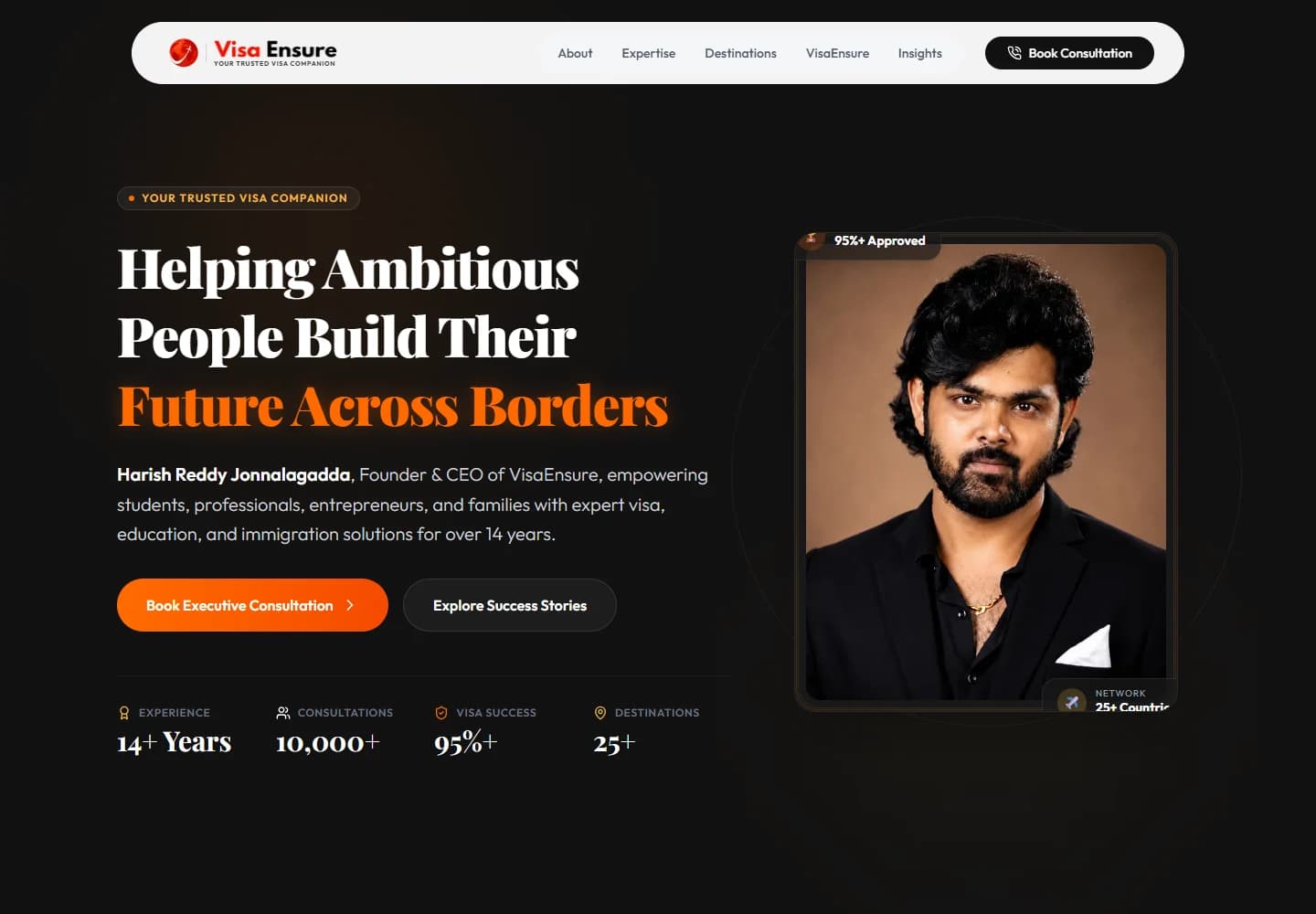 Harish Reddy — Portfolio — desktop website screenshot