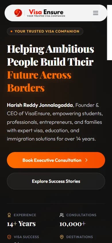Harish Reddy — Portfolio — mobile website screenshot