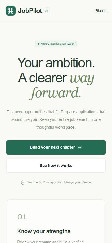 JobPilot AI — mobile website screenshot