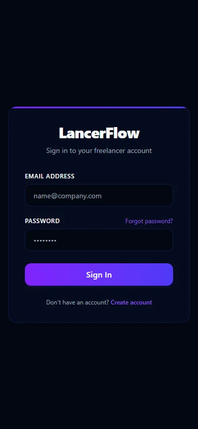 LancerFlow — mobile website screenshot