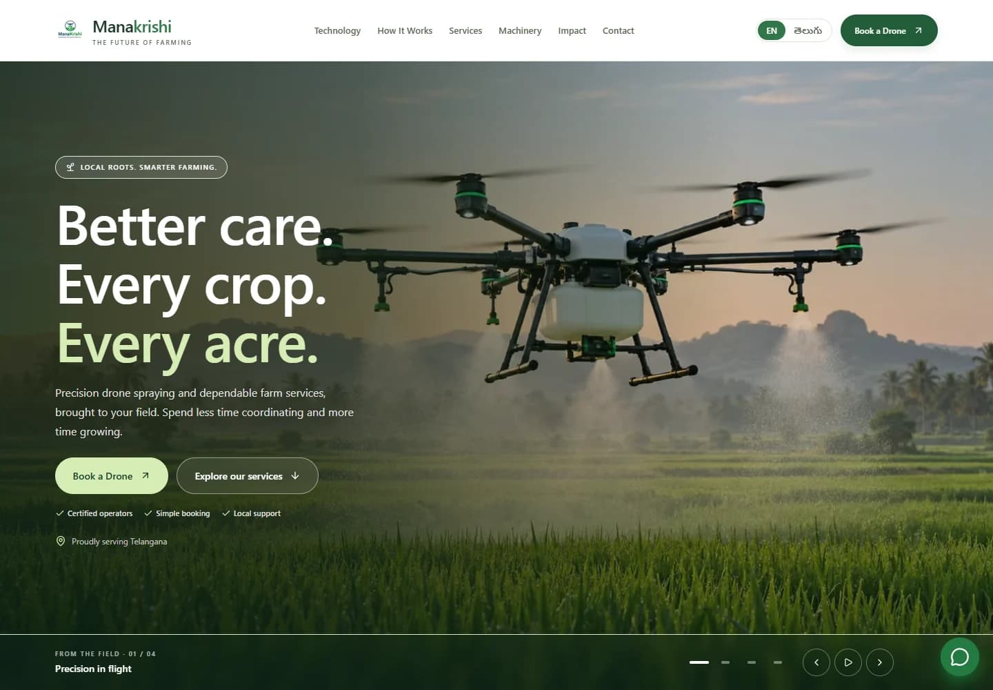ManaKrishi — desktop website screenshot