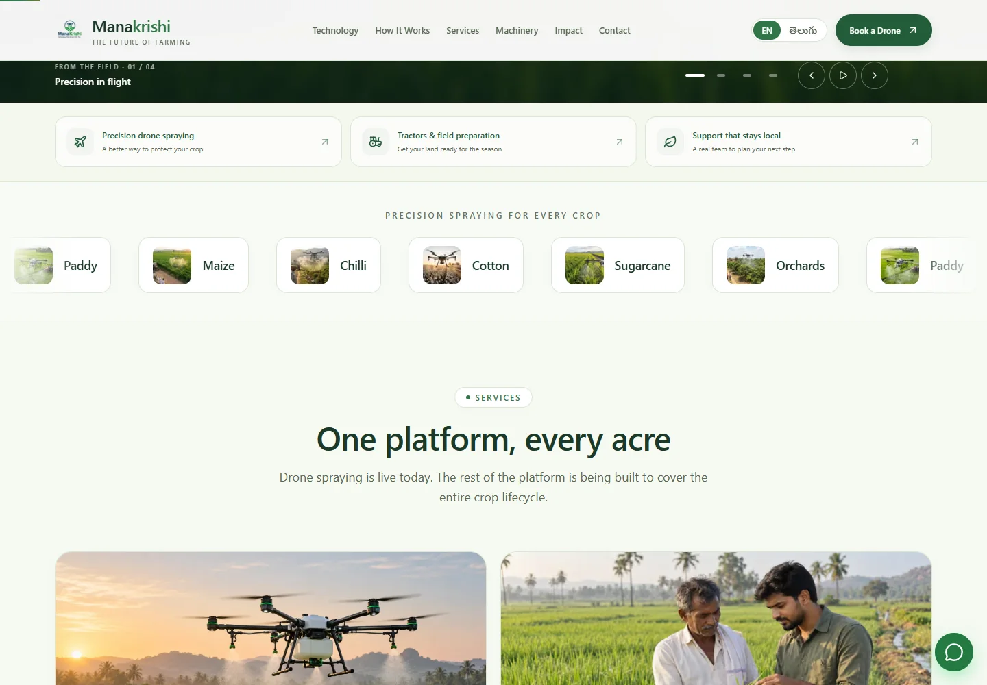 ManaKrishi — website detail screenshot