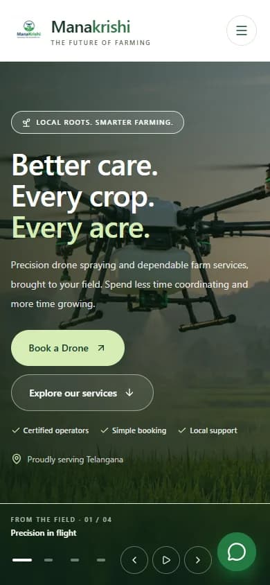 ManaKrishi — mobile website screenshot