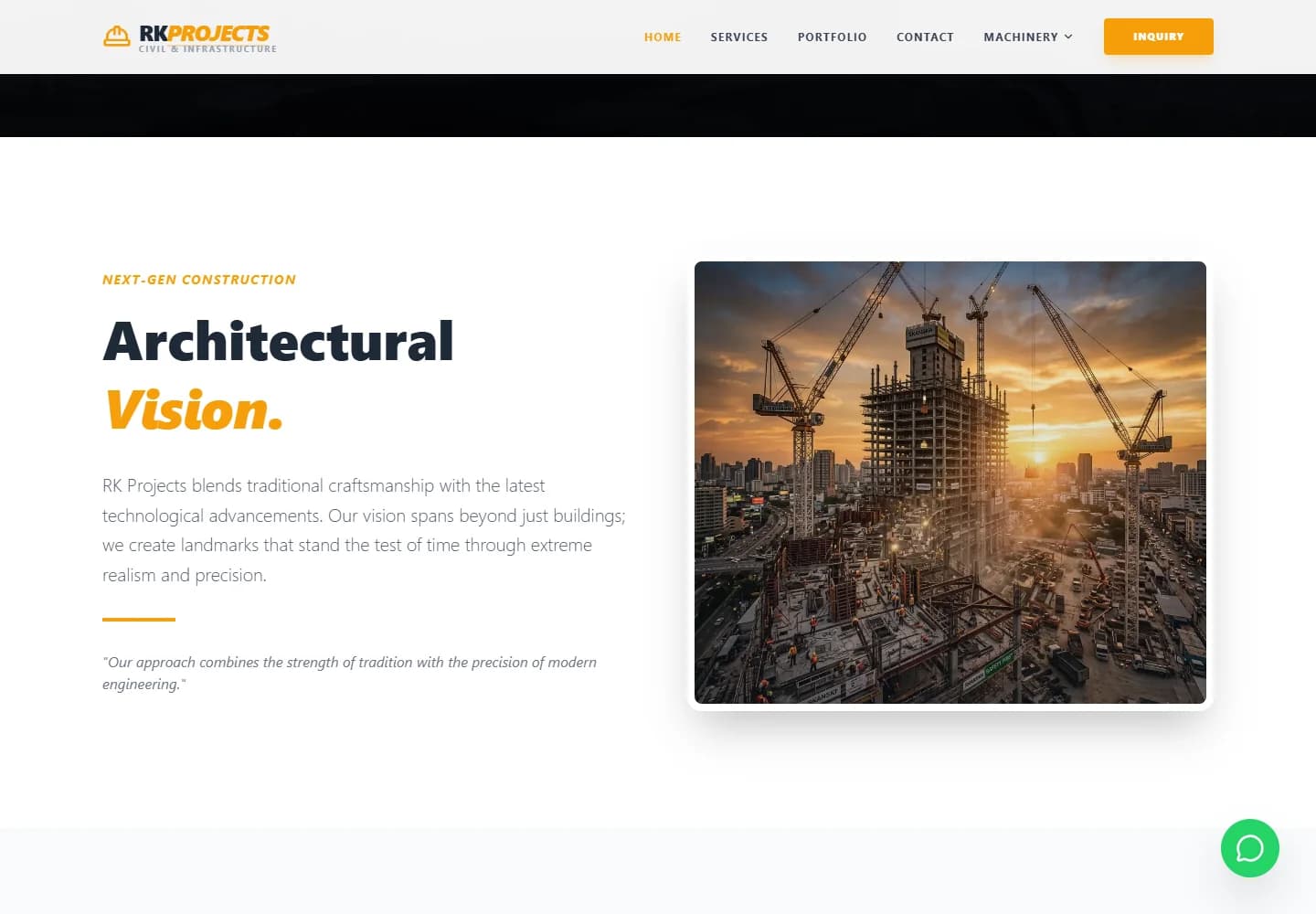 RK Projects — website detail screenshot